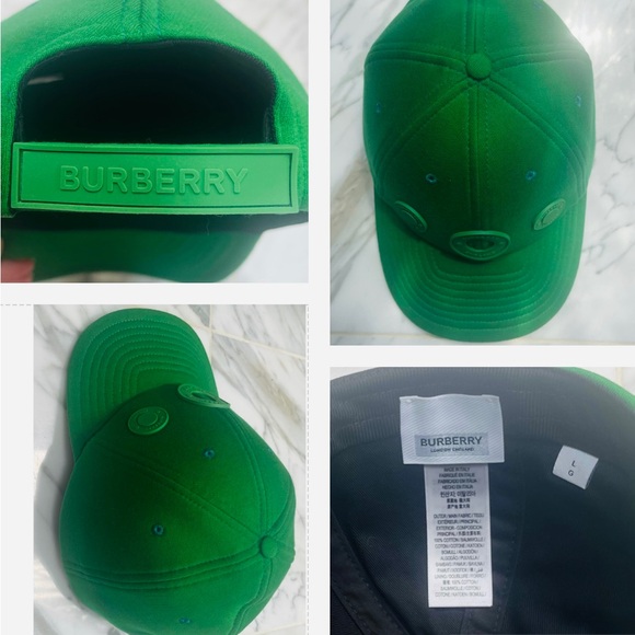 BURBERRY 2024 IVY COLOR “GREEN” RUBBERIZED LOGO PATCHES BASEBALL CAP, NWOT - Picture 3 of 16